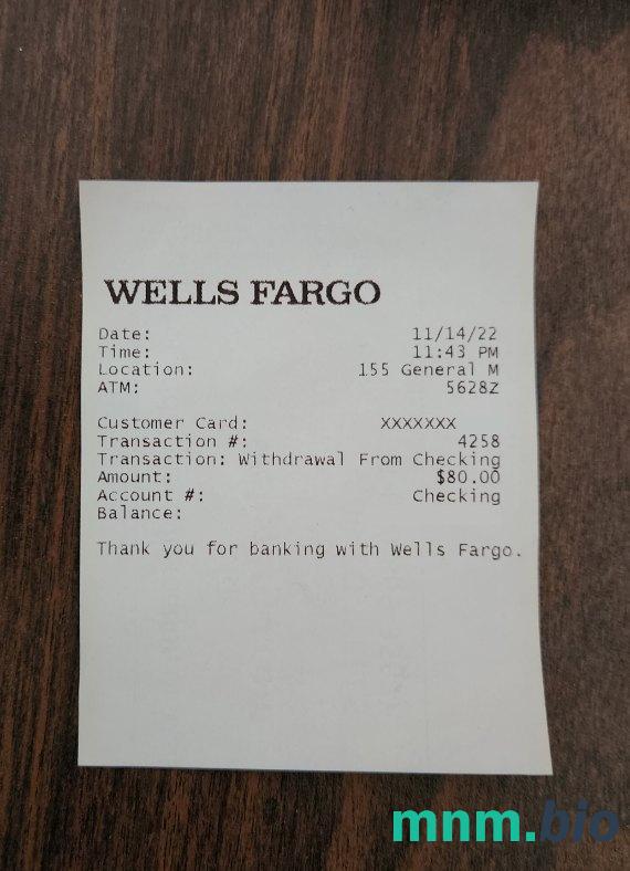 USA Wells Fargo szablon paragonu PSD